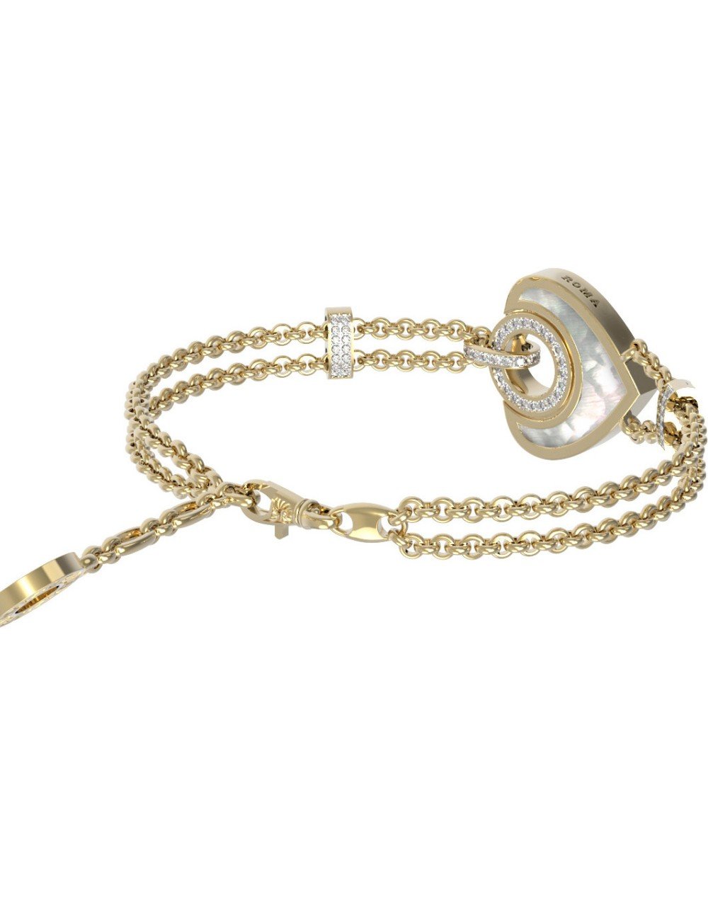 Браслет из лимонного золота c бриллиантами, ониксом и перламутром