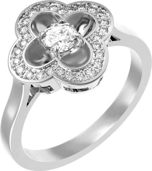 Кольцо из белого золота 585 пробы c бриллиантами