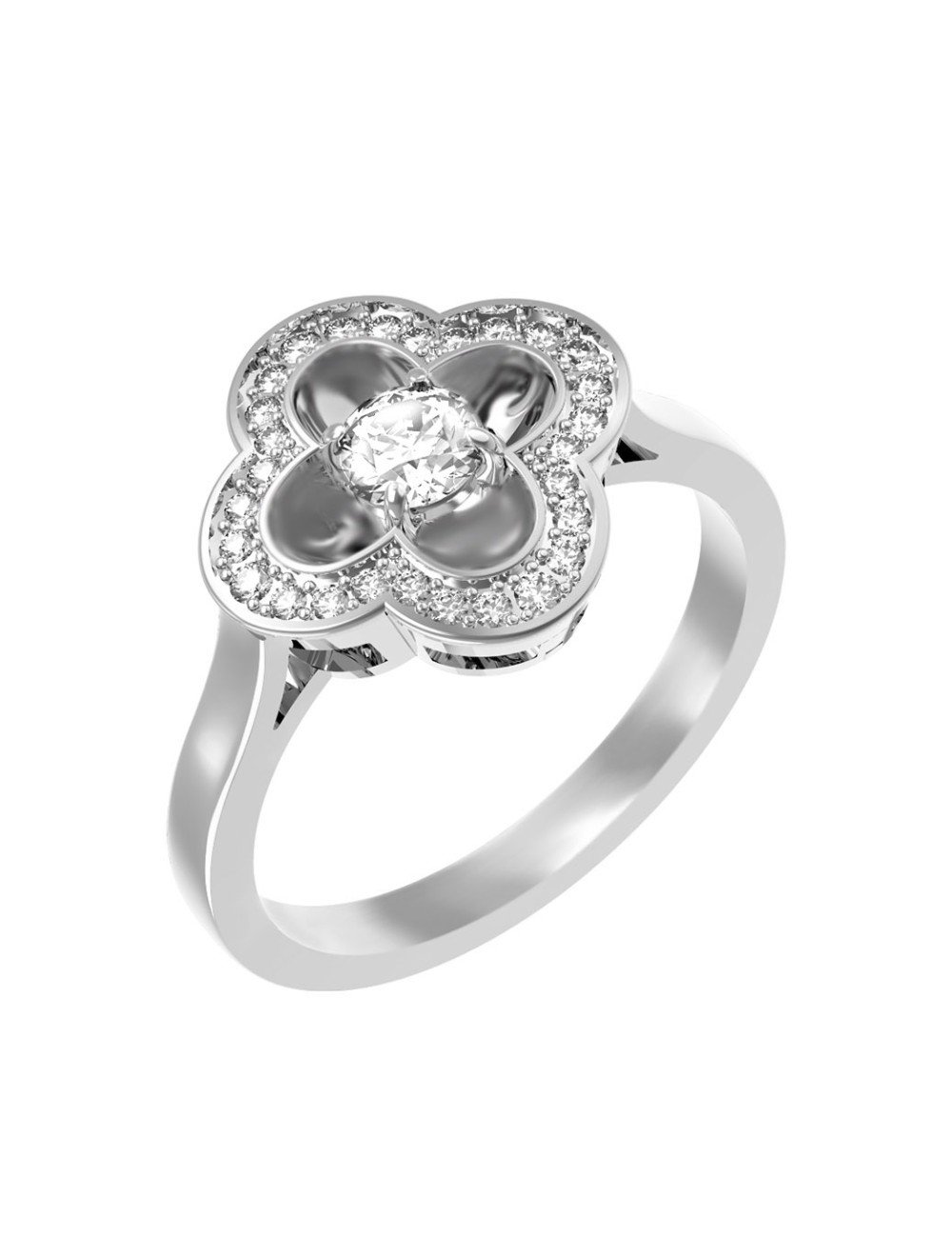 Кольцо из белого золота c бриллиантами