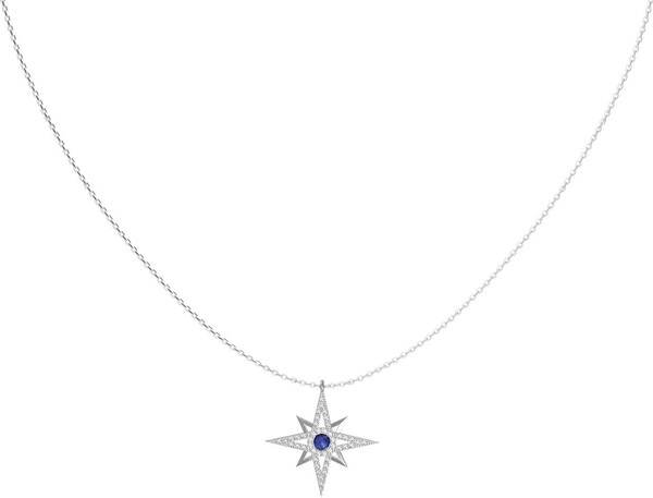 Колье из белого золота 585 пробы c бриллиантами и лазуритом