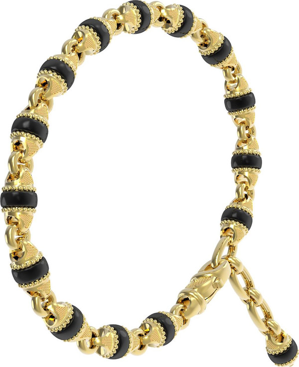 Браслет из лимонного золота 585 пробы c ониксом