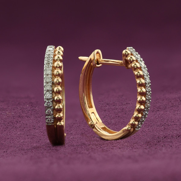 Серьги из красного золота 585 пробы c бриллиантами