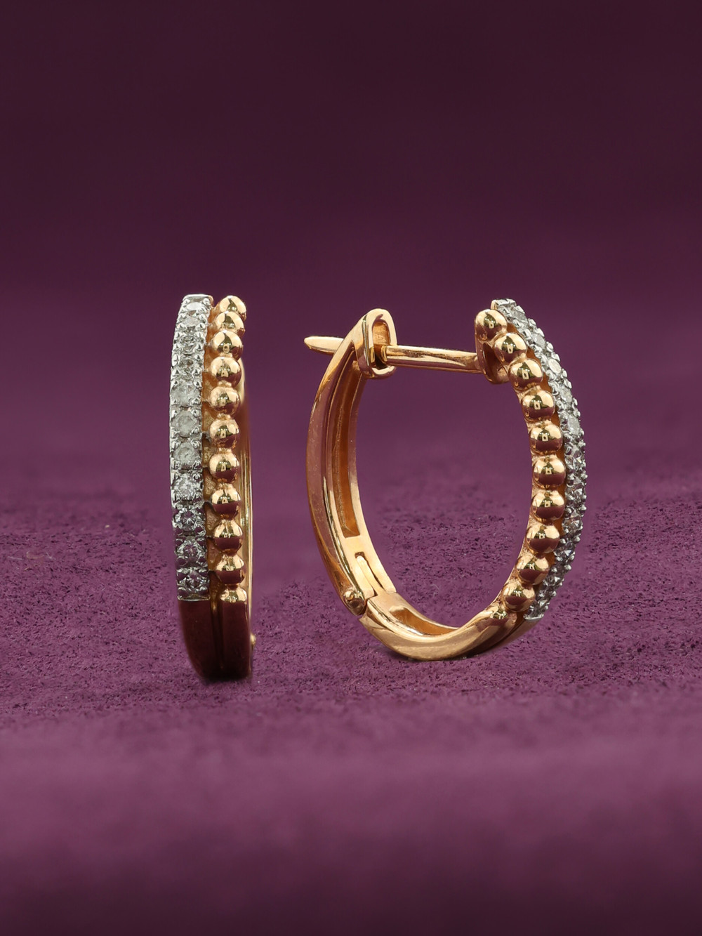 Серьги из красного золота 585 пробы c бриллиантами