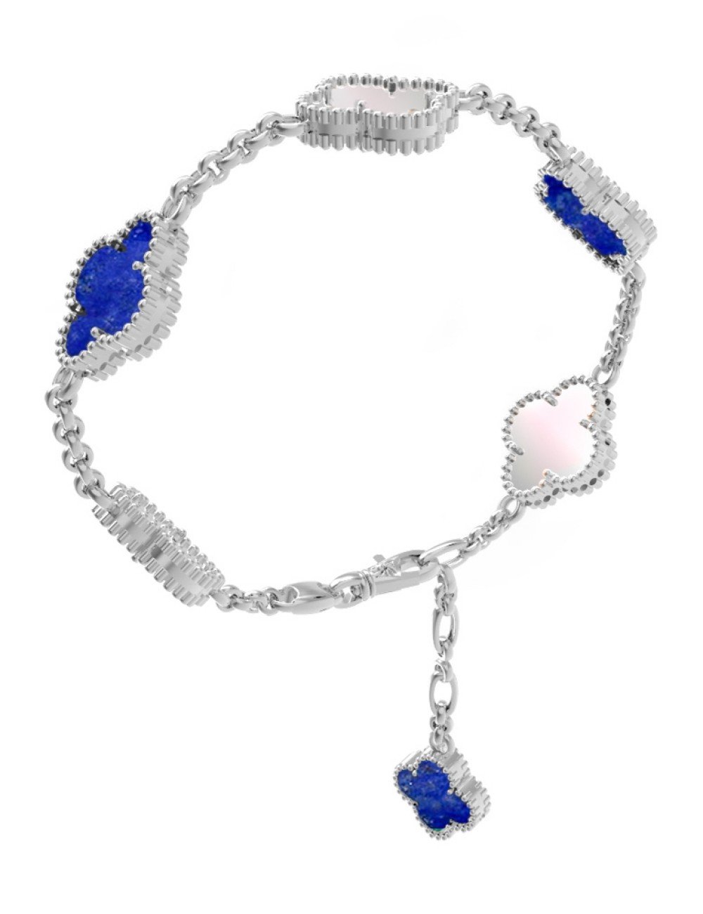 Браслет из белого золота c лазуритом и перламутром