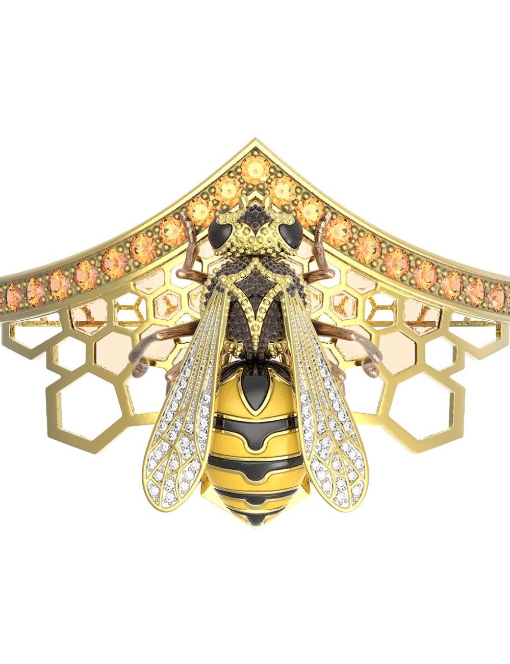 Браслет из лимонного золота c эмалью, фианитом, цитрином и эмалью