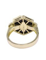 Кольцо из лимонного золота c бриллиантами и ониксом