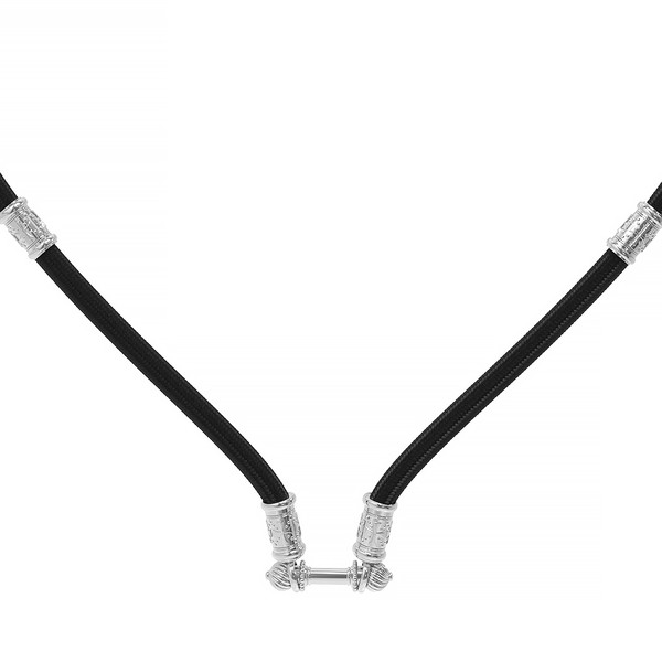 Цепь-шнурок шелк из белого золота 585 пробы c шёлковым шнурком