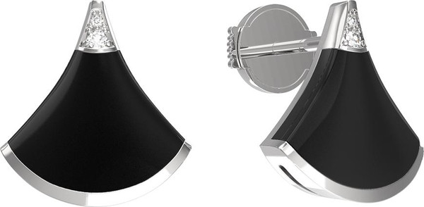 Серьги из белого золота 585 пробы c бриллиантами и ониксом