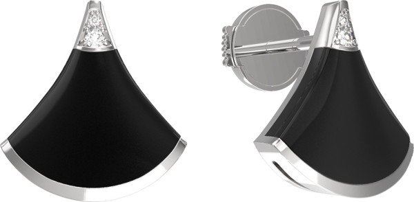 Серьги из белого золота c бриллиантами и ониксом