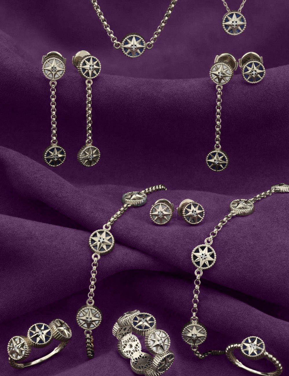 Кольцо из белого золота c бриллиантами и лазуритом