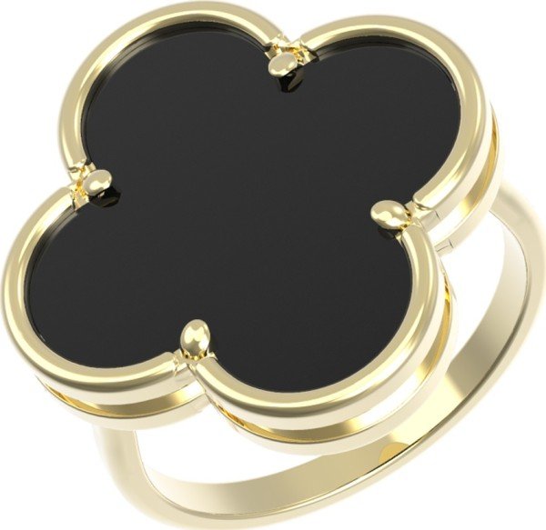 Кольцо из лимонного золота c ониксом