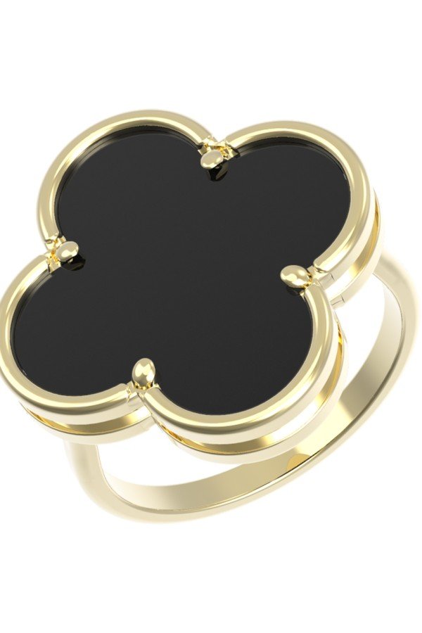 Кольцо из лимонного золота c ониксом