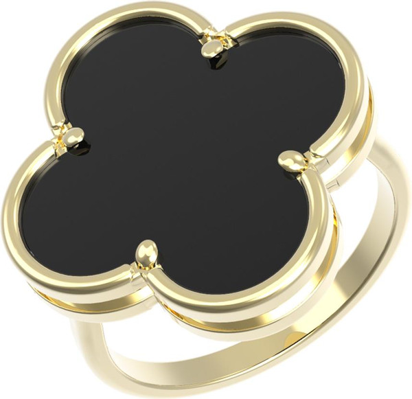 Кольцо из лимонного золота 585 пробы c ониксом