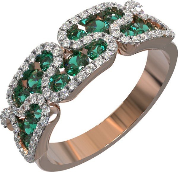 Кольцо из золота c бриллиантами и изумрудом