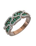 Кольцо из золота c бриллиантами и изумрудом