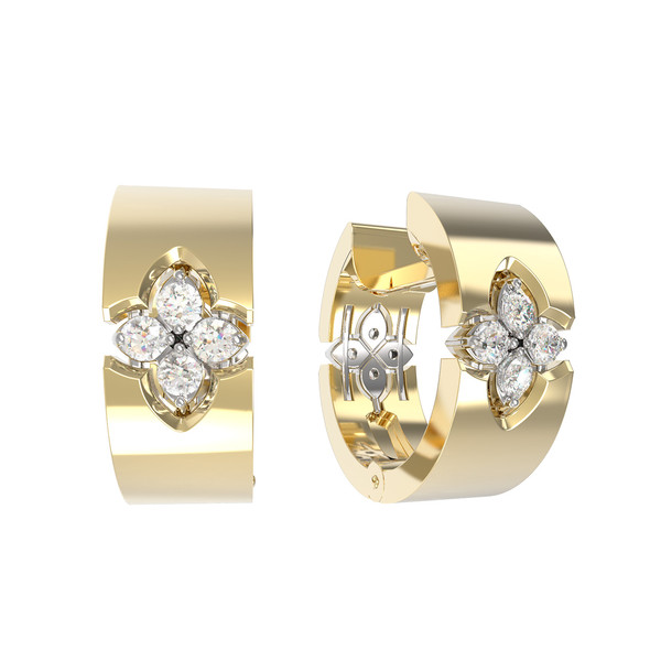 Серьги из лимонного золота 585 пробы c бриллиантами