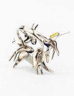 Кольцо из белого золота c эмалью