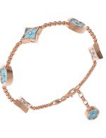 Браслет из золота c бриллиантами, бирюзой и перламутром