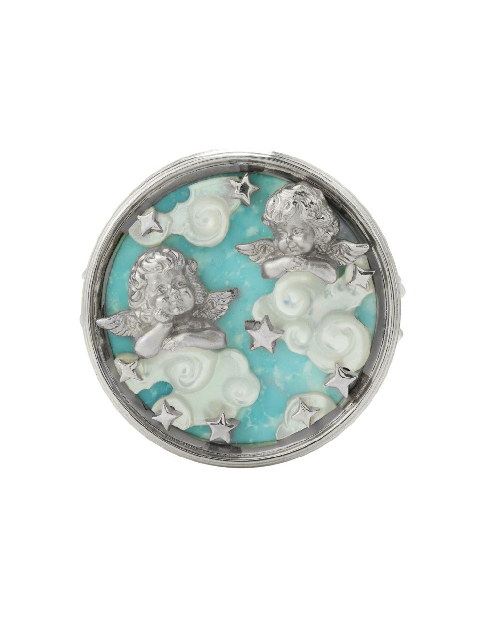 Кольцо из белого золота c бирюзой и перламутром