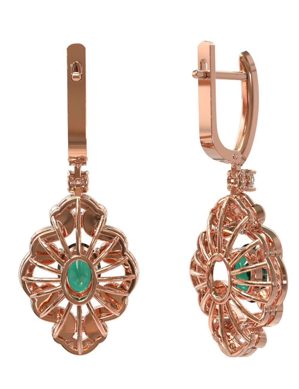 Серьги из золота c бриллиантами и изумрудом