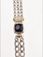 Браслет из серебра и золота c ониксом и рубином