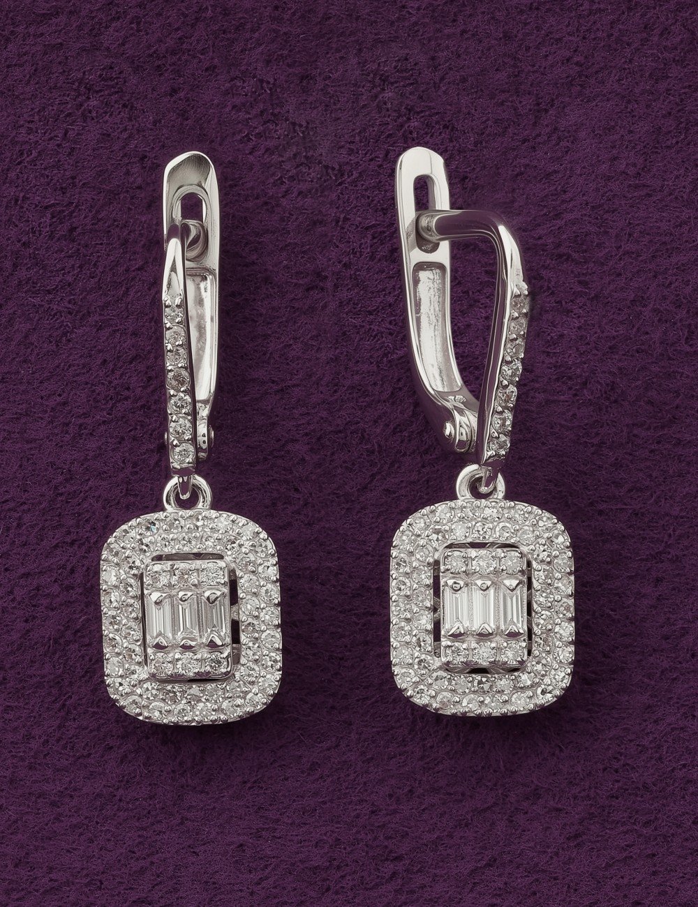 Серьги из белого золота c бриллиантами