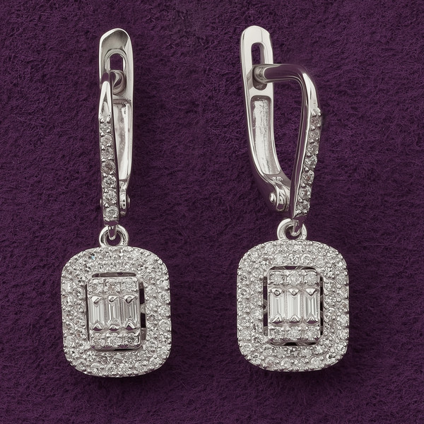 Серьги из белого золота 585 пробы c бриллиантами