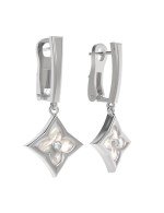 Серьги из белого золота c бриллиантами и перламутром