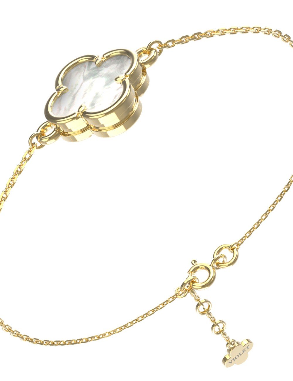 Браслет из лимонного золота c перламутром