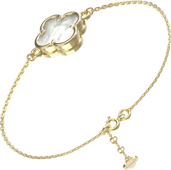 Браслет из лимонного золота 585 пробы c перламутром