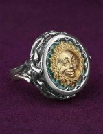 Кольцо из белого золота c бирюзой и лазуритом