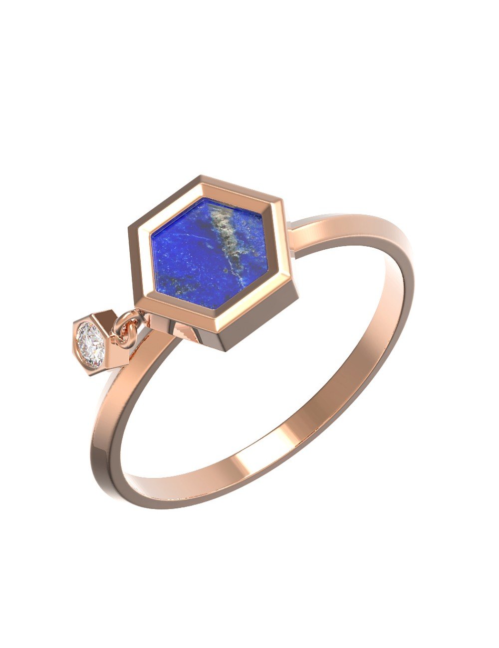 Кольцо из золота c бриллиантами и лазуритом