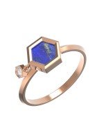 Кольцо из золота c бриллиантами и лазуритом