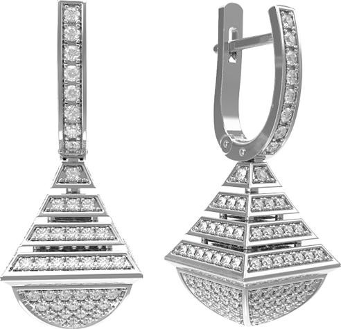 Серьги из белого золота 585 пробы c бриллиантами