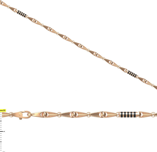 Цепь из красного золота 585 пробы c эмалью