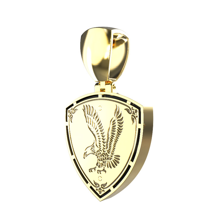 Подвеска из лимонного золота 585 пробы c бриллиантами и ониксом