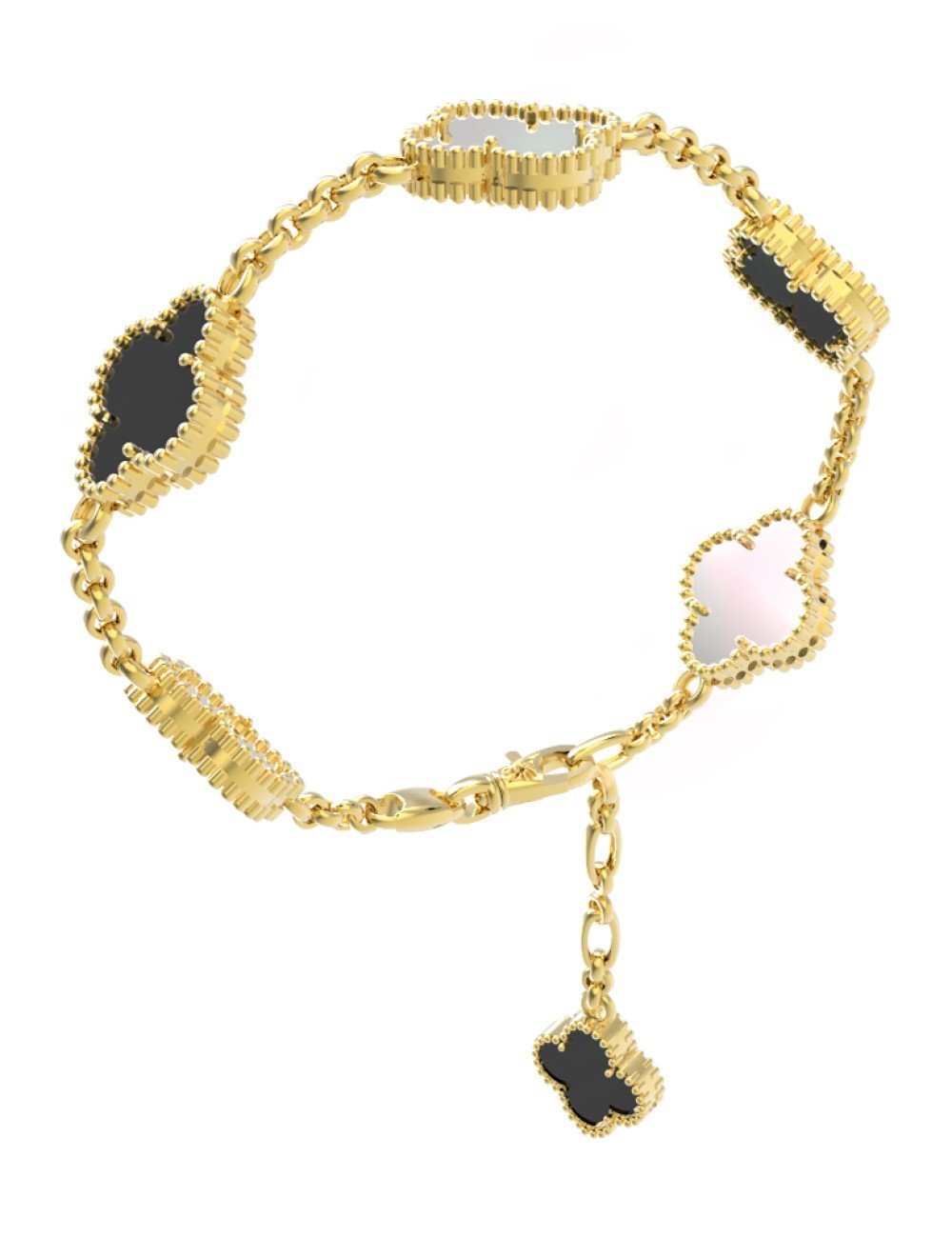 Браслет из лимонного золота c ониксом и перламутром