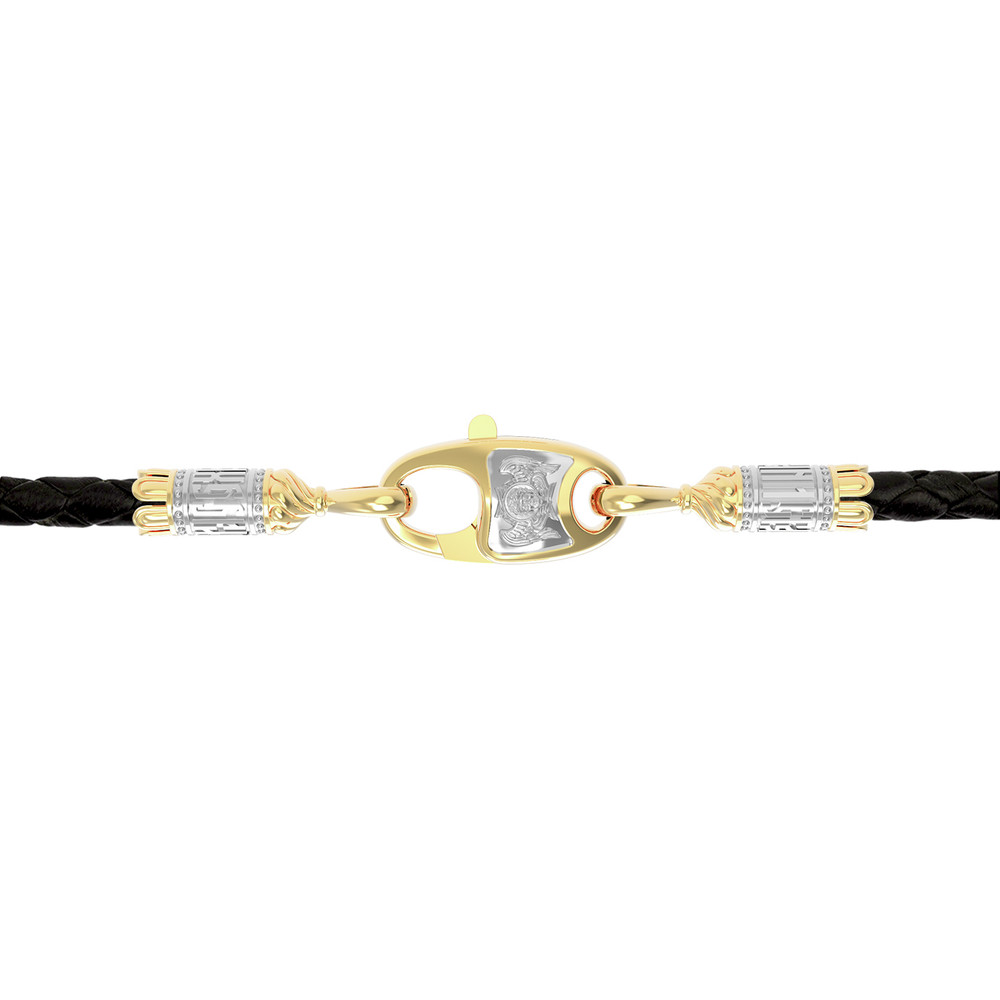 Цепь-шнурок кожа из лимонного золота 585 пробы c кожаным шнурком