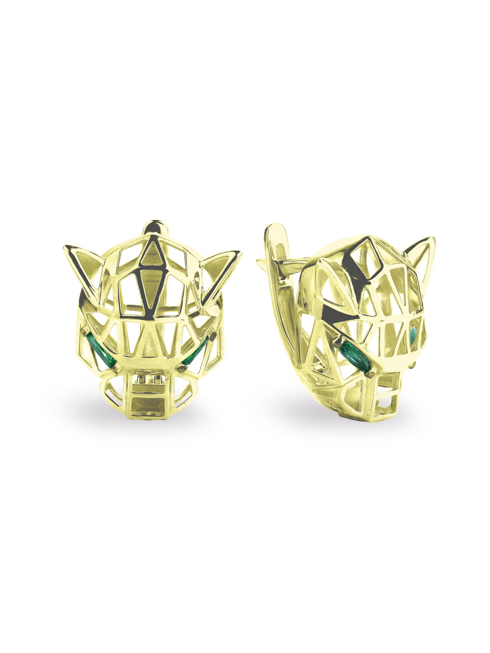Серьги из лимонного золота 585 пробы c изумрудом