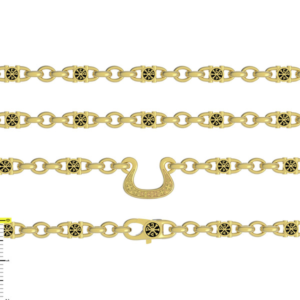 Цепь из лимонного золота 585 пробы c эмалью