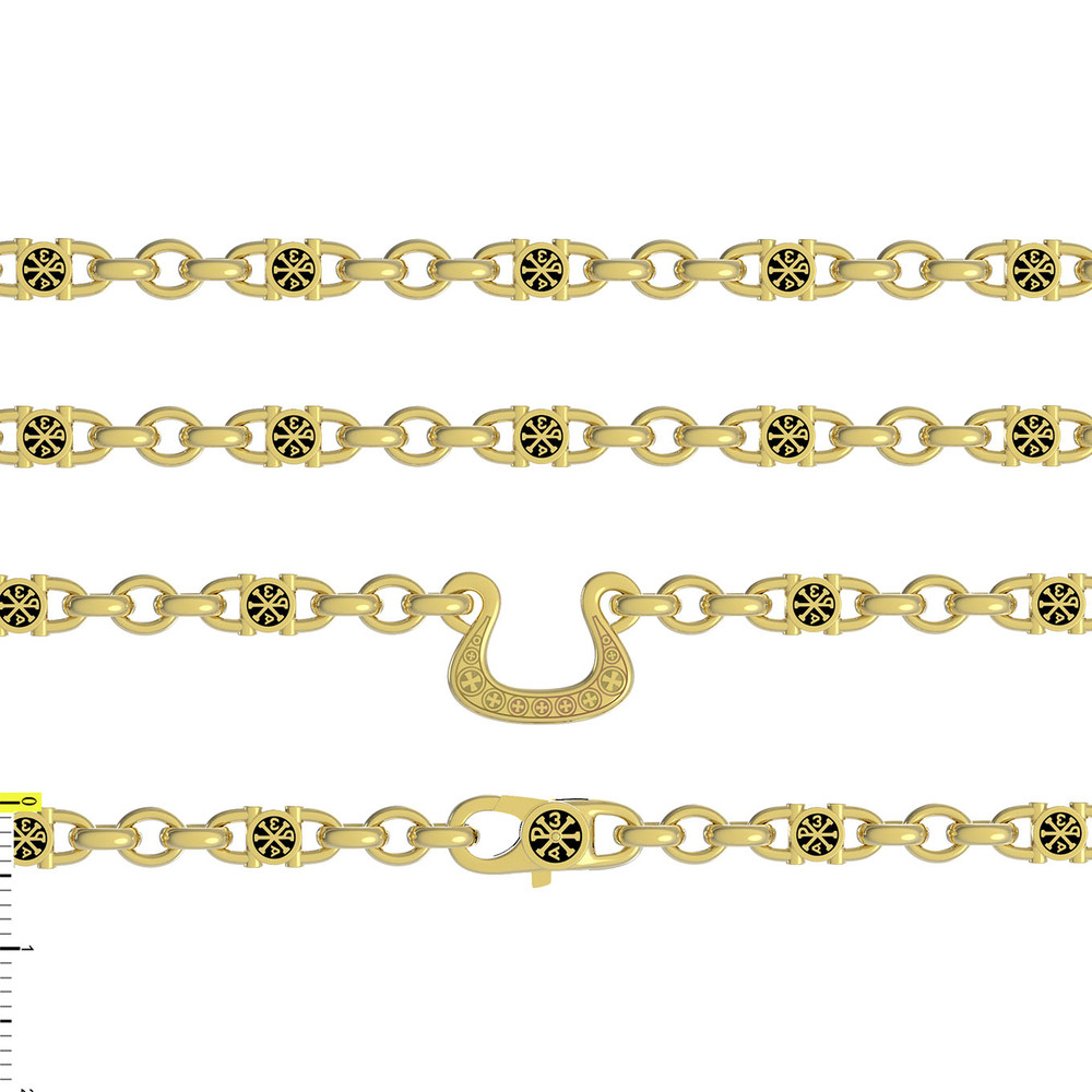 Цепь из лимонного золота 585 пробы c эмалью