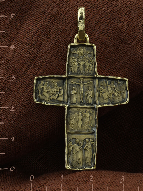 Крест из зелёного золота 585 пробы