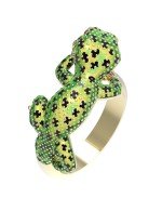 Кольцо из лимонного золота c эмалью и рубином