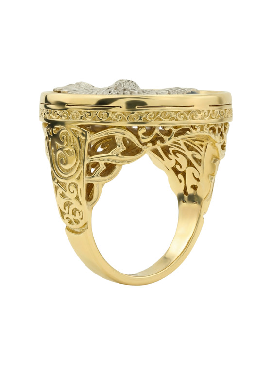 Кольцо из лимонного золота 585 пробы c эмалью