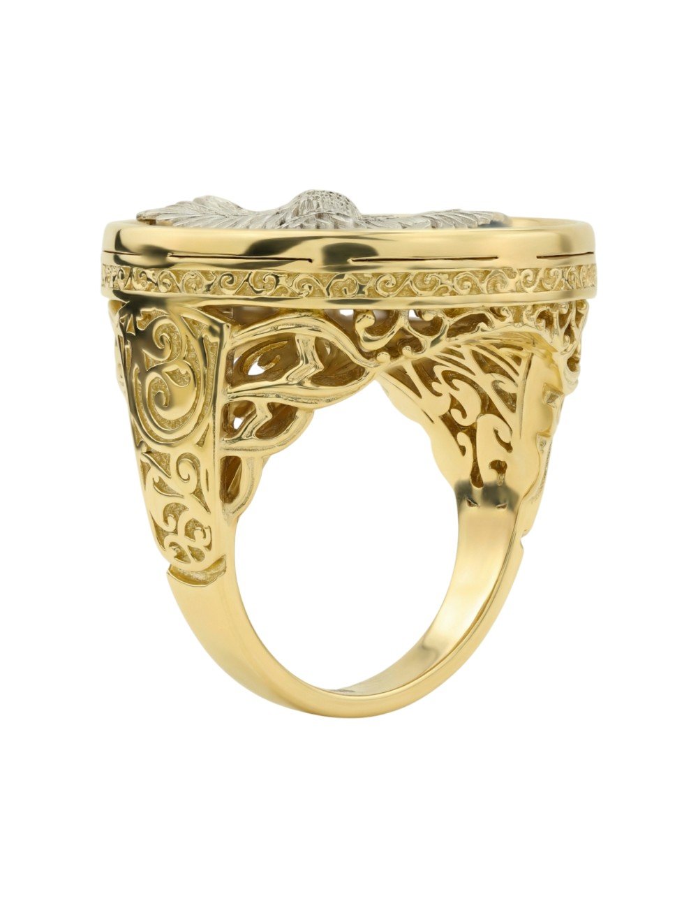 Кольцо из лимонного золота c эмалью