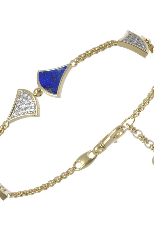 Браслет из лимонного золота c бриллиантами и лазуритом