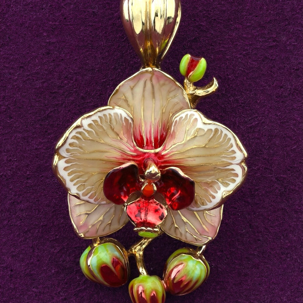 Подвеска из лимонного золота 585 пробы c эмалью