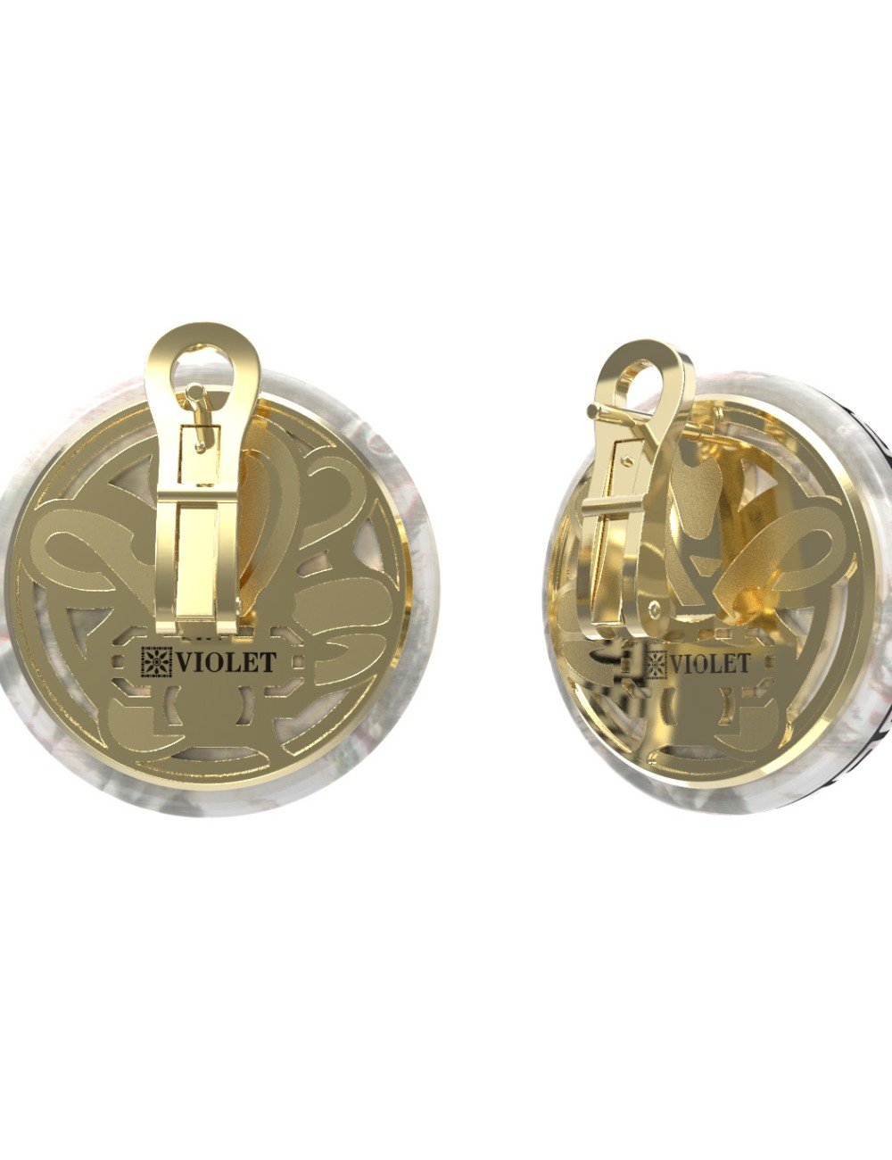 Серьги из лимонного золота c эмалью и перламутром