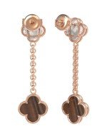 Серьги из золота c тигровым глазом и перламутром