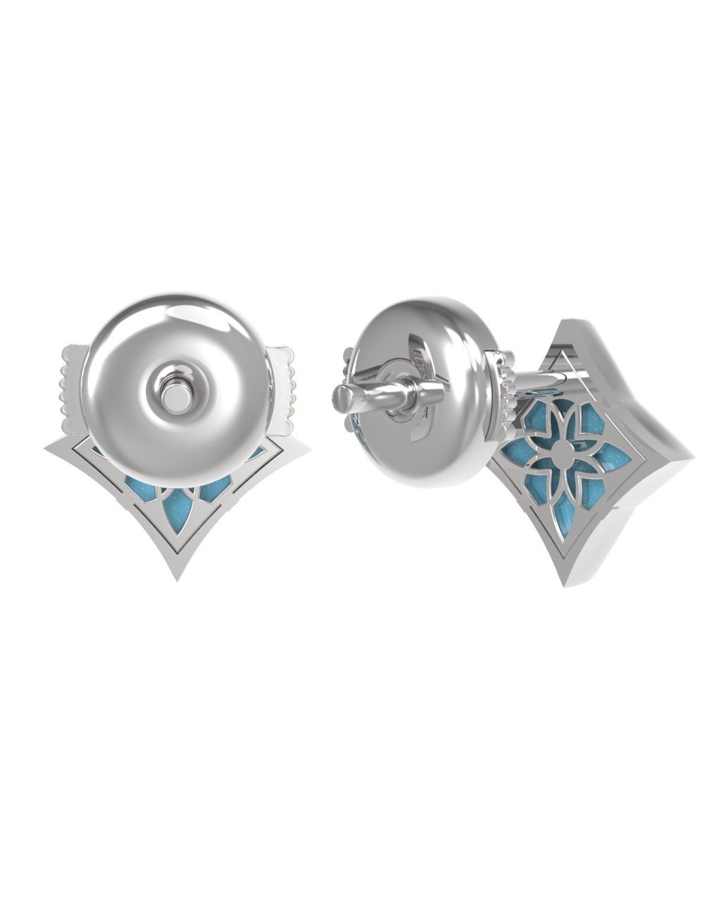 Серьги из белого золота c бирюзой